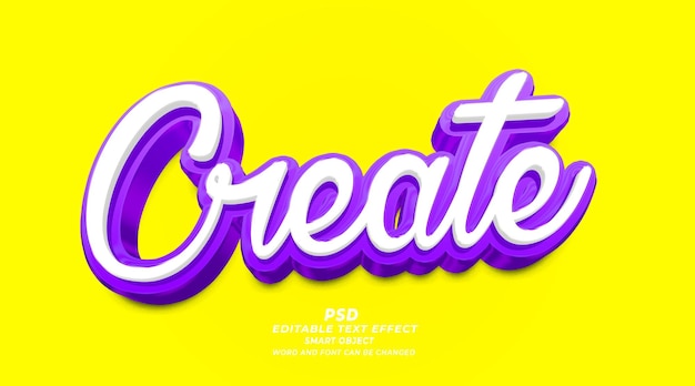 Maak een 3d-bewerkbaar teksteffect psd photoshop-sjabloon