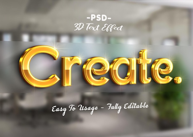 PSD maak een 3d gouden bewerkbaar teksteffect of logo mockup