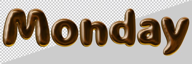 Maandag tekstontwerpdag van de week in 3D-rendering met moderne effectstijl voor kalenderconcept