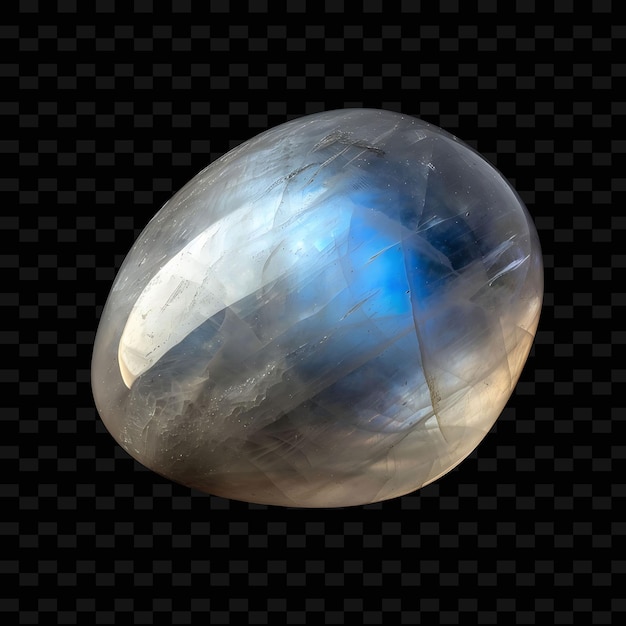 PSD maansteenkristal met cabochon-vorm in witte tot blauwe kleur gradiëntobject op donkere achtergrond
