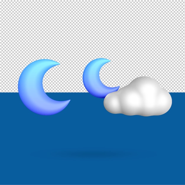 Maanwolk weer 3d illustratie gratis psd bewerkbare kleur