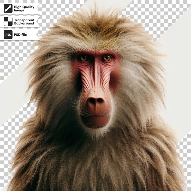 PSD a macaque is shown in an image with a picture of a monkey face