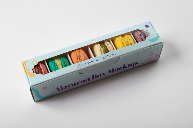 PSD macaron box mockup design