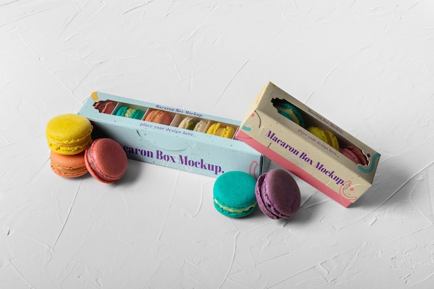 PSD macaron box mockup design