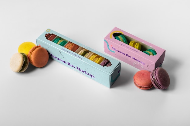 PSD macaron box mockup design