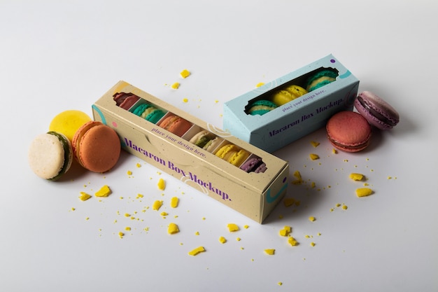 PSD macaron box mockup design