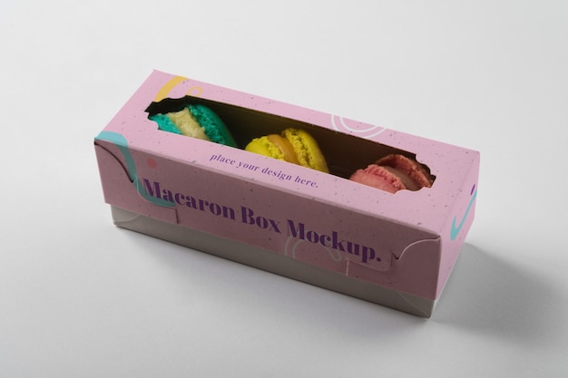 PSD macaron doos mockup ontwerp