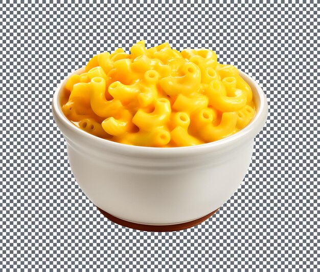 Macaroni and cheese traditional thanksgiving food in bowl isolated on transparent background