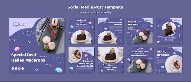 PSD macarons concept social media postsjabloon