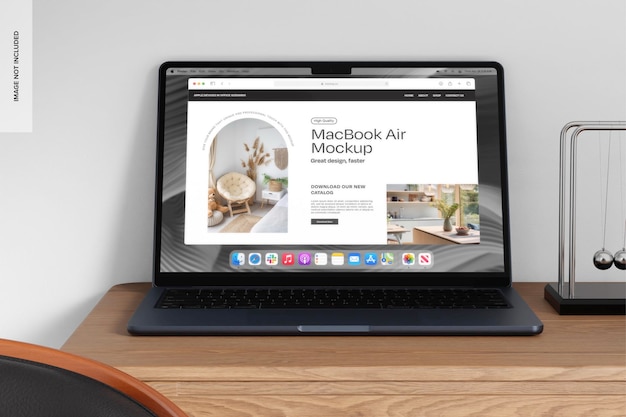 macbook air on desk mockup front view