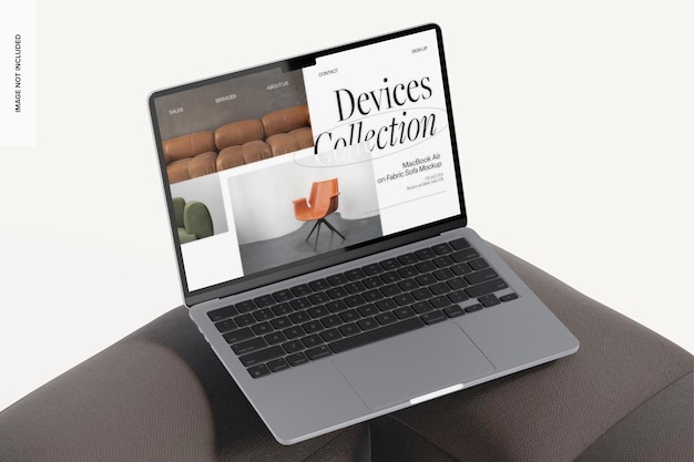 MacBook Air on 소파 모형, 높은 각도 보기