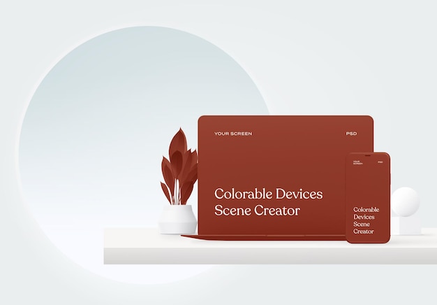 Создатель сцены макета MacBook и iPhone