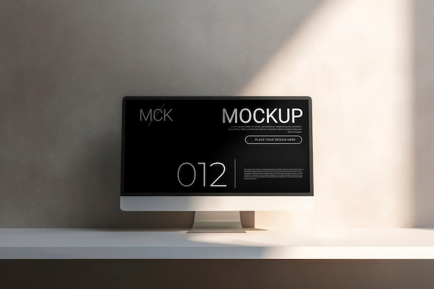 PSD macbook met grote schaduw mockup