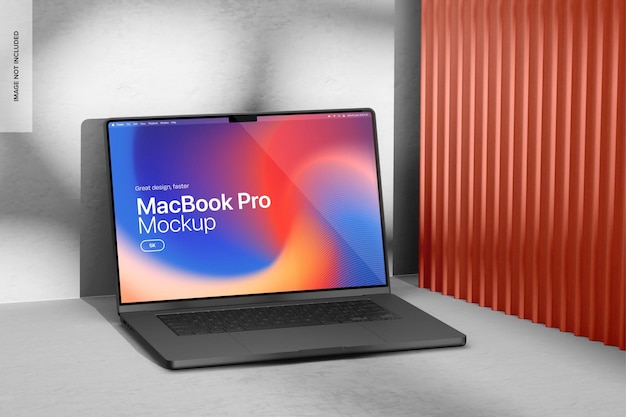 PSD macbook pro on aesthetic background mockup perspective