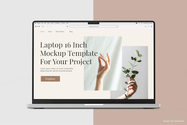 PSD macbook pro laptop schermo da 16 pollici realistico mockup vista frontale