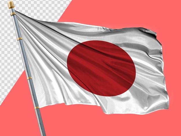 PSD machająca flagą japonii przezroczyste tło full hd
