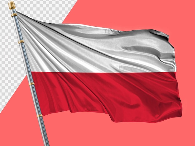 PSD machająca flagą polski przezroczyste tło full hd