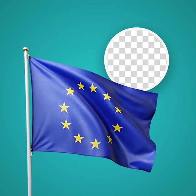 PSD machająca flagą unii europejskiej na słupie flagowym wzór na dzień niepodległości