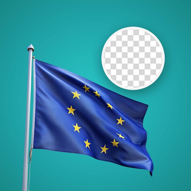 Machająca Flagą Unii Europejskiej Na Słupie Flagowym Wzór Na Dzień Niepodległości