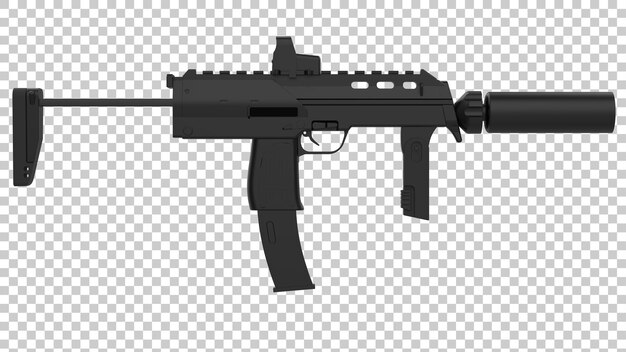 PSD machine gun isolated on transparent background 3d rendering illustration