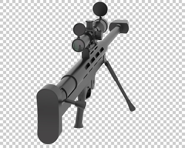 machine gun with scope on transparent background 3d rendering illustration