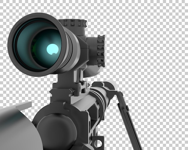 Machine gun with scope on transparent background 3d rendering illustration