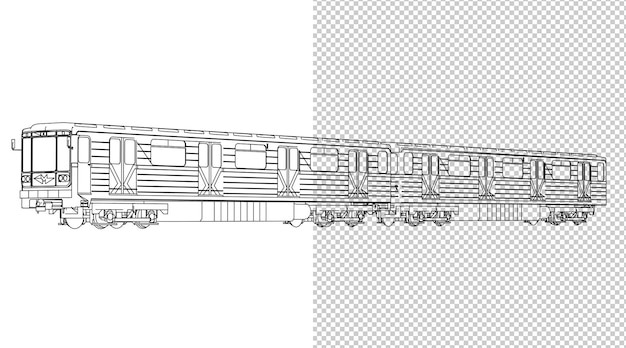 PSD 機械の手描きと白黒のスケッチ。