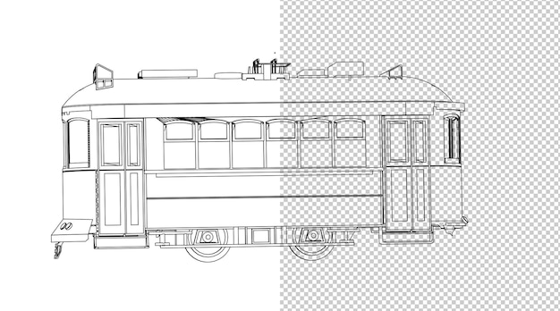 PSD 機械の手描きと白黒のスケッチ。