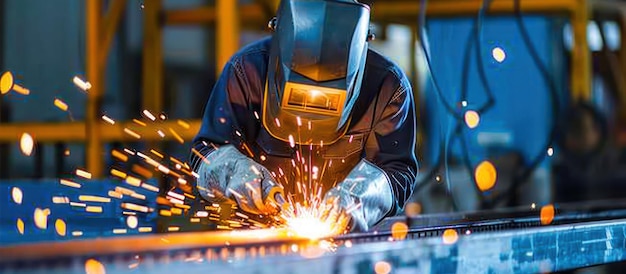 a machine is cutting through metal creating sparks and a sense of danger concept of industrial work and the potential hazards that come with it