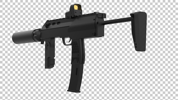 Machinegun on transparent background 3d rendering illustration