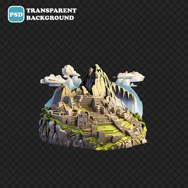 PSD machu picchu icon isolated 3d render illustration