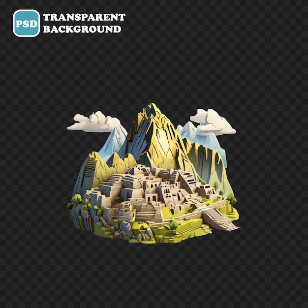 PSD machu picchu icon isolated 3d render illustration