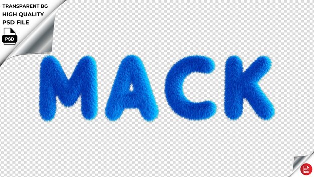 PSD mack typography blue fluffy text psd transparent