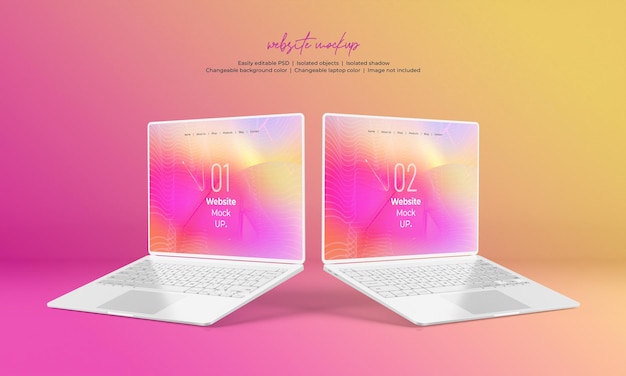 Schermo mackbook pro con mockup di presentazione del sito web isolato