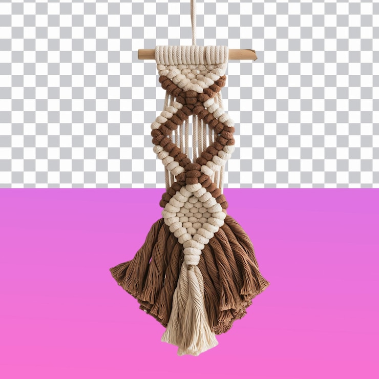 PSD a macrame hanger isolated on transparent background