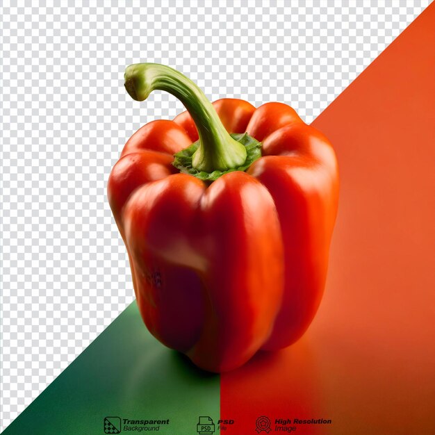 PSD macro-opname van een paprika-peper geïsoleerd op een doorzichtige achtergrond