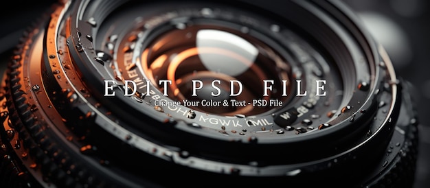 PSD 카메라 렌즈의 매끄러운 표면을 포착하는 매크로 관점