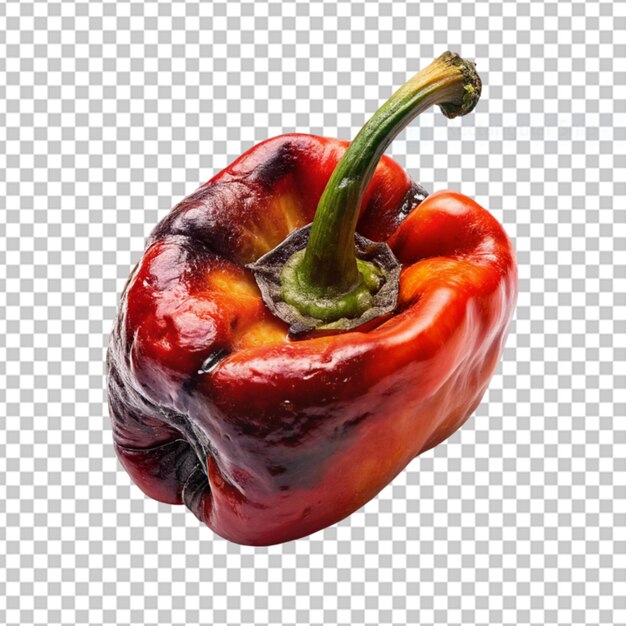 PSD macro shot of a paprika pepper isolated on transparent background