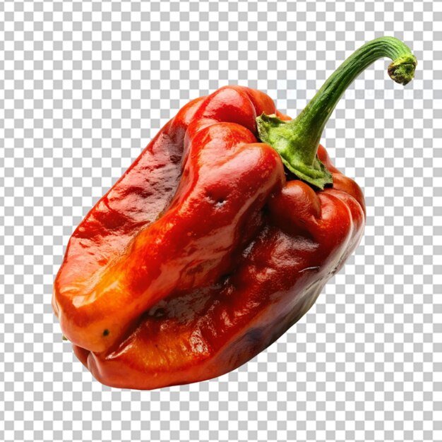 PSD macro shot of a paprika pepper isolated on transparent background