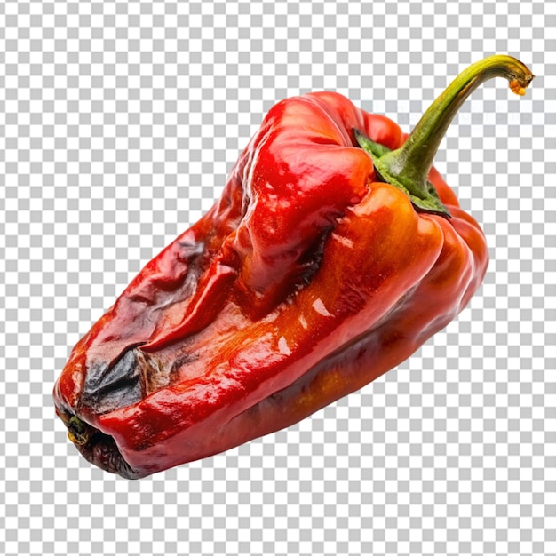 PSD macro shot of a paprika pepper isolated on transparent background