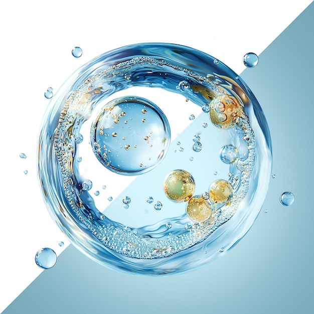 Macro shot of water droplets and bubbles