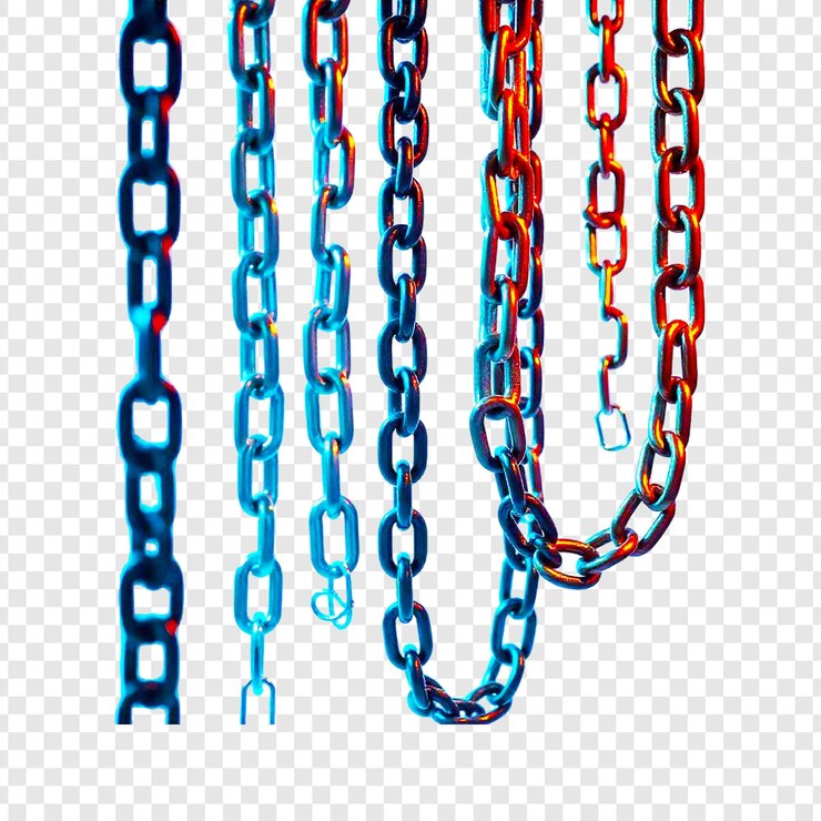 PSD macros of chain pendants isolated on transparent background