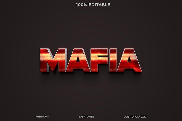 Mafia text effect font editable typography 3d text style