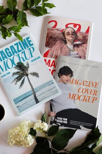 Magazin mock-up met nietjes sluiting