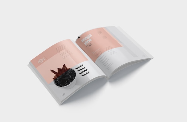 PSD magazine catalogue mockup with customizable shadow