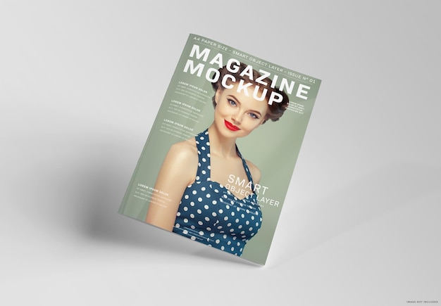 Magazine cover floating on concrete background mockup