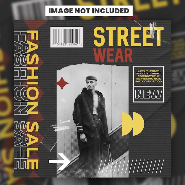 PSD la copertina di una rivista di abbigliamento da strada mostra un uomo con un cappotto nero.