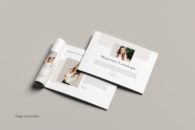 PSD magazine landscape brochure a4 mockup