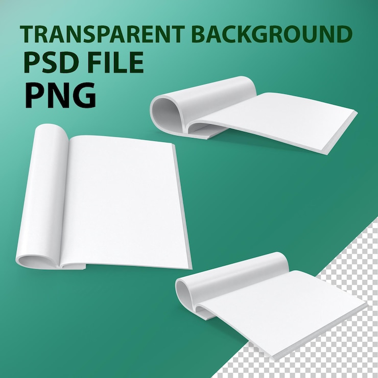 PSD 雑誌のモックアップを折りたたんで開いた png