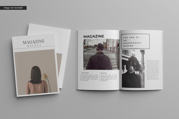 PSD magazine mockup open and cover top view